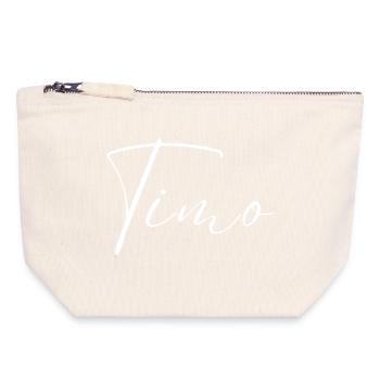 Timo Name T-Shirt Gift for Men - Canvas Zip Pouch 18 x 19 cm - nature - Front