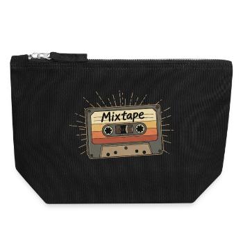 Retro Mixtape Kassette - Canvas Reißverschluss-Täschchen (18 x 19 cm) - Schwarz - Vorne