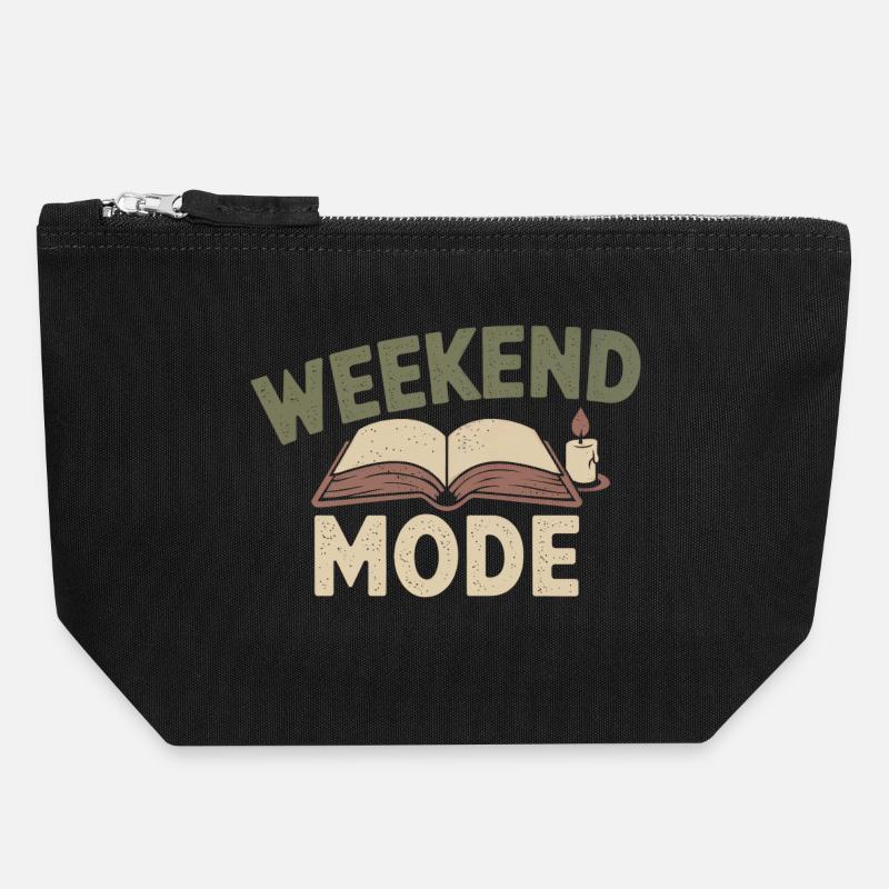 Mode du week-end – Livre et bougie douillets - Pochette zippée en toile 18 x 19 cm - noir