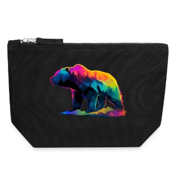 Bear In The Mountains  - Canvas Zip Pouch 18 x 19 cm - black - Front