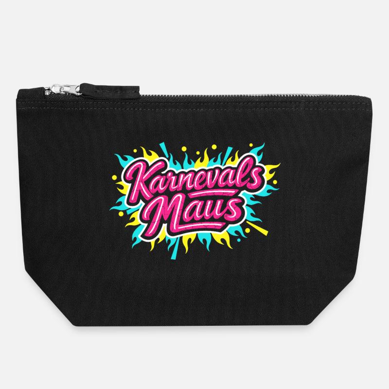 Carnival Mouse Funny Cute Party Gift - Canvas Zip Pouch 18 x 19 cm - black