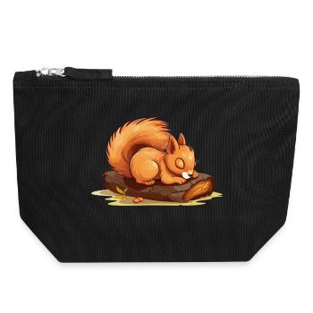 Dessin animé Animal Écureuil Mignon, Bébé Enfant - Pochette zippée en toile 18 x 19 cm - noir - Devant