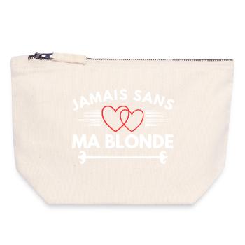 Couple Homme St Valentin Humour - Pochette zippée en toile 18 x 19 cm - blanc naturel - Devant