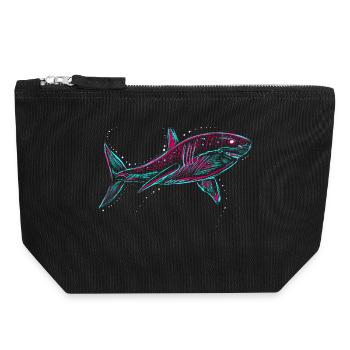 Neo Shark - Canvas Zip Pouch 18 x 19 cm - black - Front
