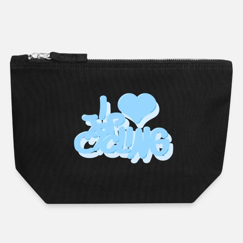 I_love_Cycling_babyblau - Canvas Reißverschluss-Täschchen (18 x 19 cm) - Schwarz