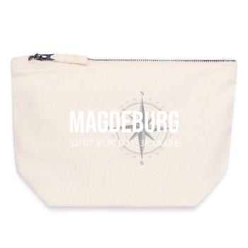 Koordinaten Magdeburg - Canvas Reißverschluss-Täschchen (18 x 19 cm) - Naturweiß - Vorne