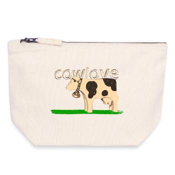 amour de vache | Amour de vache | 350 ppp - Pochette zippée en toile 18 x 19 cm - blanc naturel - Devant
