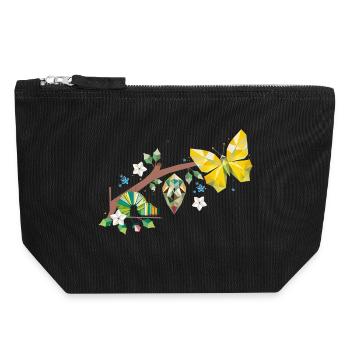 From caterpillar to butterfly - life cycle - Canvas Zip Pouch 18 x 19 cm - black - Front