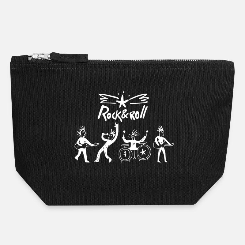 Rock & Roll Band Sketch - Canvas Zip Pouch 18 x 19 cm - black
