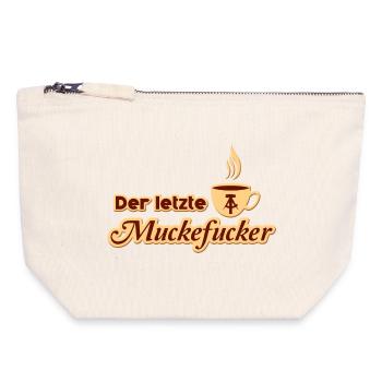 DDR Muckefuck Kaffee 3D Design mit lustigem Spruch - Canvas Reißverschluss-Täschchen (18 x 19 cm) - Naturweiß - Vorne