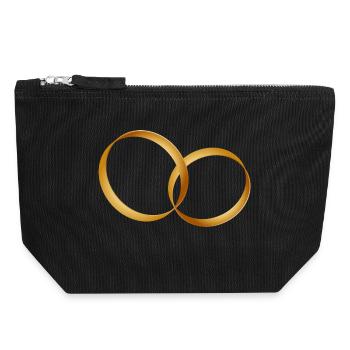 deux anneaux d'or - alliance - mariage - Pochette zippée en toile 18 x 19 cm - noir - Devant