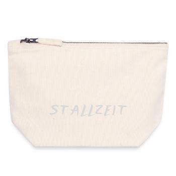 Eleganter Silhouettenpferd mit Schriftzug - Canvas Reißverschluss-Täschchen (18 x 19 cm) - Naturweiß - Vorne