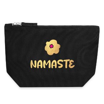 Namaste Yoga Blume Gold Meditation vibes om - Canvas Reißverschluss-Täschchen (18 x 19 cm) - Schwarz - Vorne