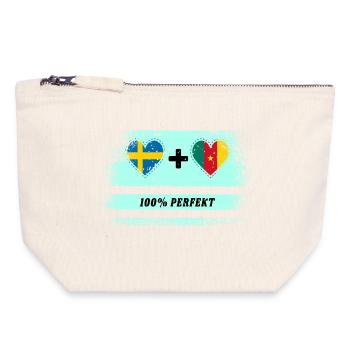 Cameroun et Suède 100% Parfait / Cadeau - Pochette zippée en toile 18 x 19 cm - blanc naturel - Devant