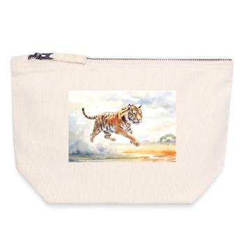 Tiger en action - Pochette zippée en toile 18 x 19 cm - blanc naturel - Devant
