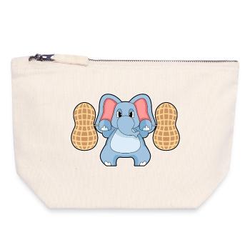 Elephant Bodybuilder Barbell Bodybuilding - Canvas Zip Pouch 18 x 19 cm - nature - Front