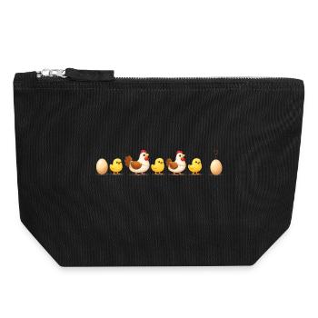 Evolution oeuf poussin poule darwin - Pochette zippée en toile 18 x 19 cm - noir - Devant