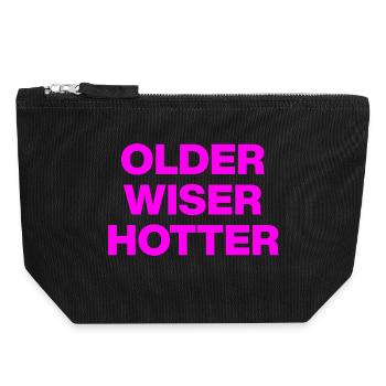 OLDER WISER HOTTER, GEBURTSTAGSGESCHENK GEBURTSTAG - Canvas Reißverschluss-Täschchen (18 x 19 cm) - Schwarz - Vorne