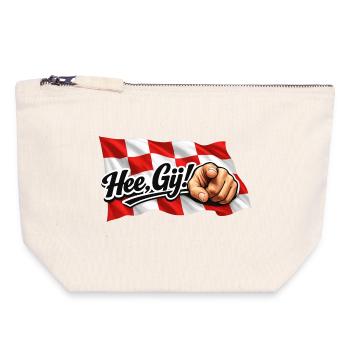 Hey Thou, Brabant flag with text and hand - Canvas Zip Pouch 18 x 19 cm - nature - Front