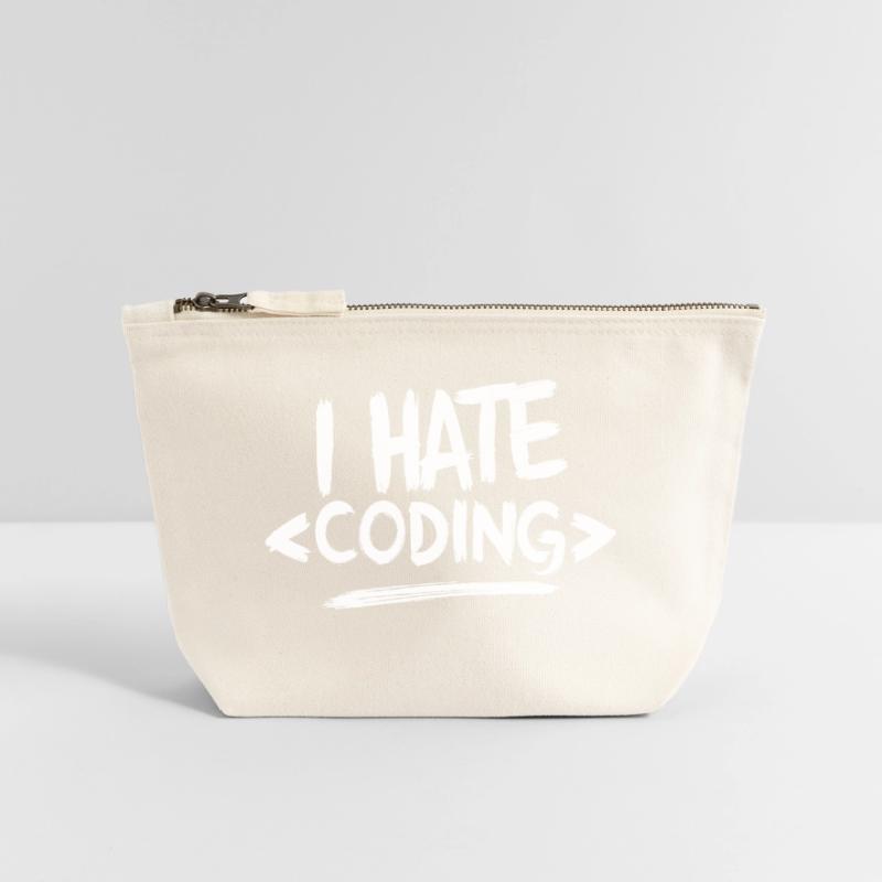 I Hate Coding Computer Web Programmer Canvas Zip Pouch 18 x 19 cm