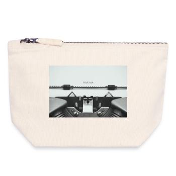 Conception d’affiche d’une première machine à écrire - Pochette zippée en toile 18 x 19 cm - blanc naturel - Devant