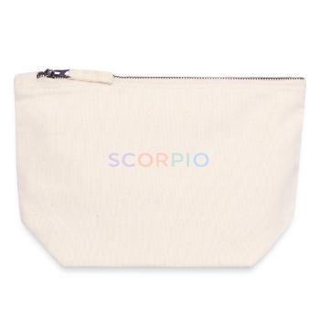 Glyphes pastel du Scorpion - Pochette zippée en toile 18 x 19 cm - blanc naturel - Devant