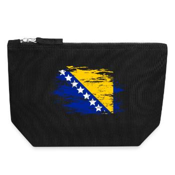 Bosnia flag used - Canvas Zip Pouch 18 x 19 cm - black - Front