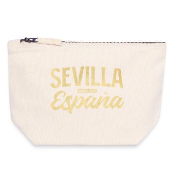 Sevilla España Vintage - Canvas Zip Pouch 18 x 19 cm - nature - Front