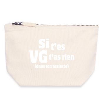 végan, végétarien, végan humour - Pochette zippée en toile 18 x 19 cm - blanc naturel - Devant