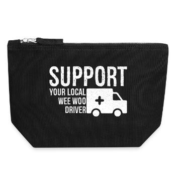 support your local wee woo driver - Canvas Zip Pouch 18 x 19 cm - black - Front