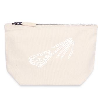 Conception éthérée de la main et de l’os du squelette - Pochette zippée en toile 18 x 19 cm - blanc naturel - Devant