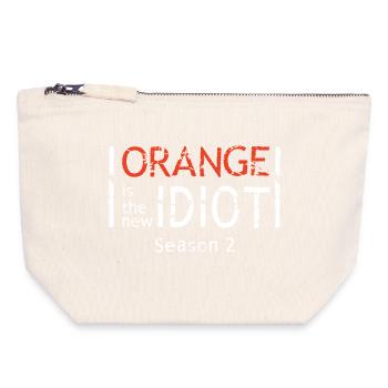 Motif de texte orange dentelé - Pochette zippée en toile 18 x 19 cm - blanc naturel - Devant