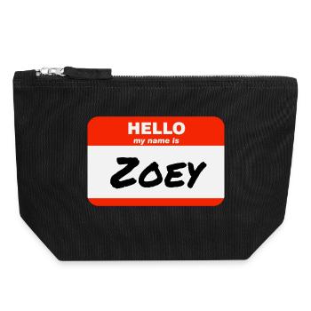 Hello My Name Is Zoey Etikett Namensschild - Canvas Reißverschluss-Täschchen (18 x 19 cm) - Schwarz - Vorne