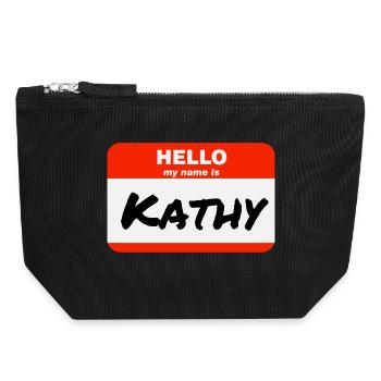Hello My Name Is Kathy Label Name Tag - Canvas Zip Pouch 18 x 19 cm - black - Front