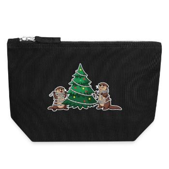 Otter Weihnachten Weihnachtsbaum - Canvas Reißverschluss-Täschchen (18 x 19 cm) - Schwarz - Vorne