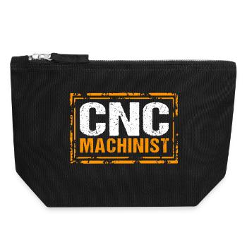CNC Machinists Cutting Machine Operators Turners Milling Cutters - Canvas Zip Pouch 18 x 19 cm - black - Front