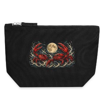Crabs in the Moonlight Sea Graphic Design - Canvas Zip Pouch 18 x 19 cm - black - Front