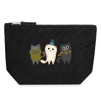 Drei Katzen - Canvas Reißverschluss-Täschchen (18 x 19 cm) - Schwarz - Vorne
