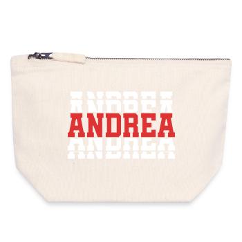 T-Shirt Andrea T-Shirt Geschenkidee gestapelter Text - Canvas Reißverschluss-Täschchen (18 x 19 cm) - Naturweiß - Vorne