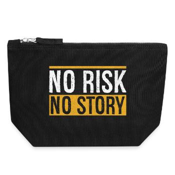 no risk no story - Canvas Reißverschluss-Täschchen (18 x 19 cm) - Schwarz - Vorne