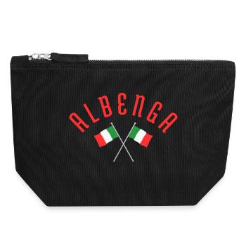 Albenga Italienisches Flaggenwappen - Canvas Reißverschluss-Täschchen (18 x 19 cm) - Schwarz - Vorne