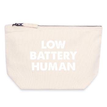 Humain à batterie faible - Pochette zippée en toile 18 x 19 cm - blanc naturel - Devant