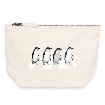 Pingouins d'Abbey Road - Pochette zippée en toile 18 x 19 cm - blanc naturel - Devant