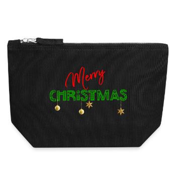 Joyeux Noël : Lettres vertes texturées - Pochette zippée en toile 18 x 19 cm - noir - Devant