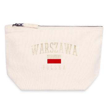Varsovie Pologne Drapeau Style - Pochette zippée en toile 18 x 19 cm - blanc naturel - Devant