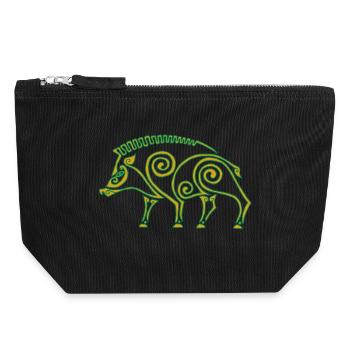 Sanglier celte - Pochette zippée en toile 18 x 19 cm - noir - Devant