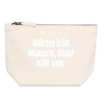 Le mortier tient les murs, l’orgueil nous tient. - Pochette zippée en toile 18 x 19 cm - blanc naturel - Devant