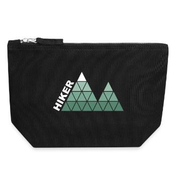 "Hiker" - Geometric Mountain Design - Canvas Zip Pouch 18 x 19 cm - black - Front