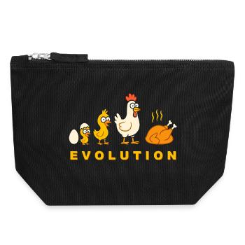 Evolution Chicken Broiler Chicken Funny - Canvas Zip Pouch 18 x 19 cm - black - Front