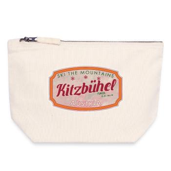 Alpine Vintage Label Kitzbühel Austria - Canvas Reißverschluss-Täschchen (18 x 19 cm) - Naturweiß - Vorne